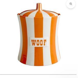 Jonathan Adler Orange and White Striped Dog Treat Jar